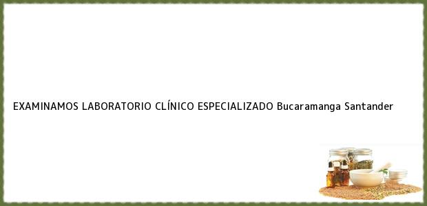 Teléfono, Dirección y otros datos de contacto para Examinamos Laboratorio Clinico Especializado, Bucaramanga, Santander, Colombia