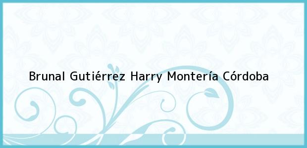 Teléfono, Dirección y otros datos de contacto para Brunal Gutiérrez Harry, Montería, Córdoba, Colombia